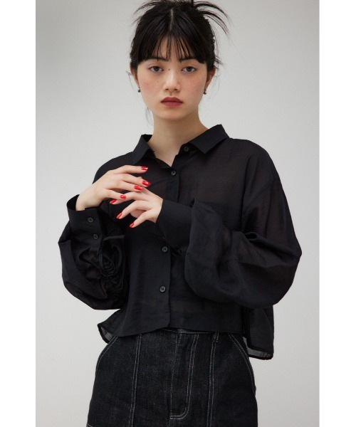 AZUL by moussy(アズールバイマウジー)の「MARY QUANT×AZUL ギャザーシアーシャツ(シャツ/ブラウス・レディース・アイボリー/ブラック・FREE)」の13枚目の写真