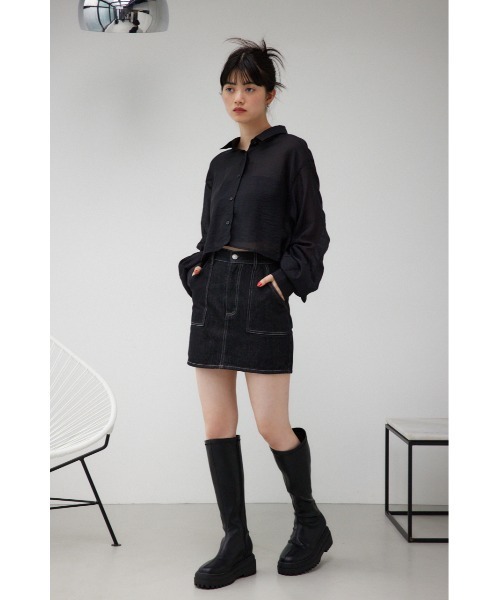 マリークワント　MARY QUANT×AZUL ギャザーシアーシャツ　アイボリー AZUL BY MOUSSY | MARY QUANT×AZUL ギャザーシアーシャツ