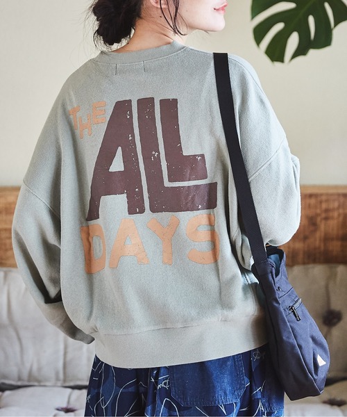 CUBE SUGAR（キューブシュガー）の「ガーゼ裏毛スウェット変形ドルマンプルオーバー（スウェット・レディース・ナチュラル/グリーン系その他/ブラック/グリーン・M）」の4枚目の写真