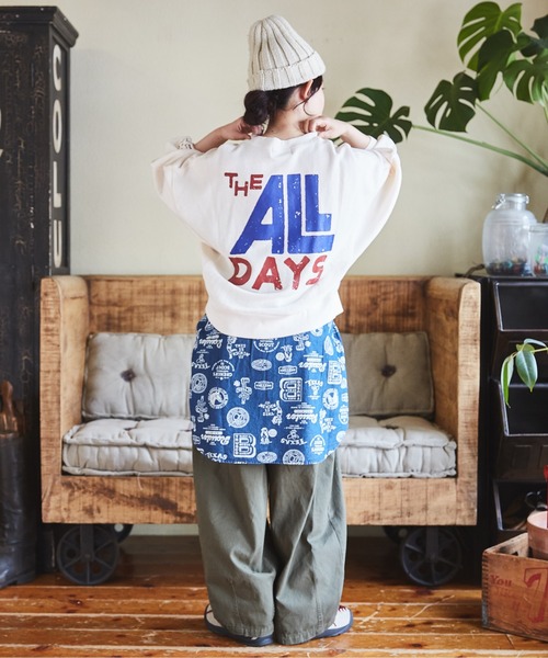 CUBE SUGAR（キューブシュガー）の「ガーゼ裏毛スウェット変形ドルマンプルオーバー（スウェット・レディース・ナチュラル/グリーン系その他/ブラック/グリーン・M）」の8枚目の写真