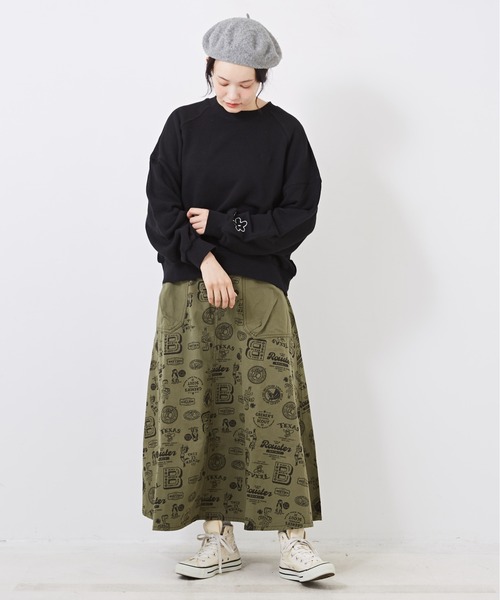 CUBE SUGAR（キューブシュガー）の「ガーゼ裏毛スウェット変形ドルマンプルオーバー（スウェット・レディース・ナチュラル/グリーン系その他/ブラック/グリーン・M）」の10枚目の写真