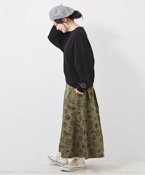 CUBE SUGAR（キューブシュガー）の「ガーゼ裏毛スウェット変形ドルマンプルオーバー（スウェット・レディース・ナチュラル/グリーン系その他/ブラック/グリーン・M）」の11枚目の写真