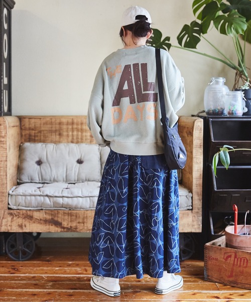 CUBE SUGAR（キューブシュガー）の「ガーゼ裏毛スウェット変形ドルマンプルオーバー（スウェット・レディース・ナチュラル/グリーン系その他/ブラック/グリーン・M）」の15枚目の写真