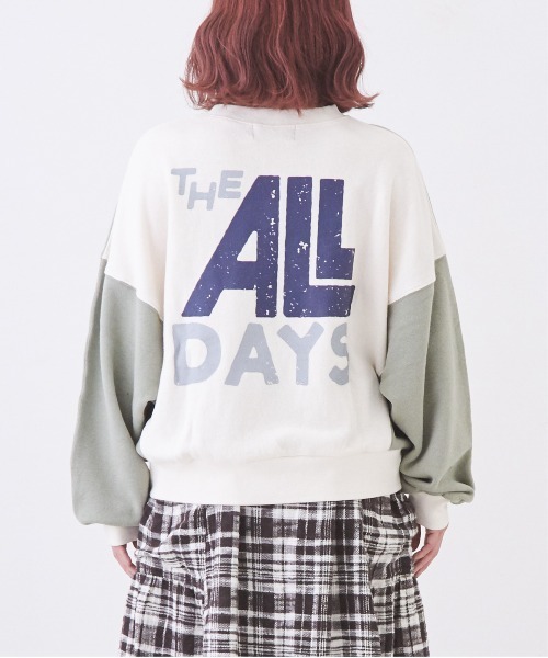 CUBE SUGAR（キューブシュガー）の「ガーゼ裏毛スウェット変形ドルマンプルオーバー（スウェット・レディース・ナチュラル/グリーン系その他/ブラック/グリーン・M）」の21枚目の写真