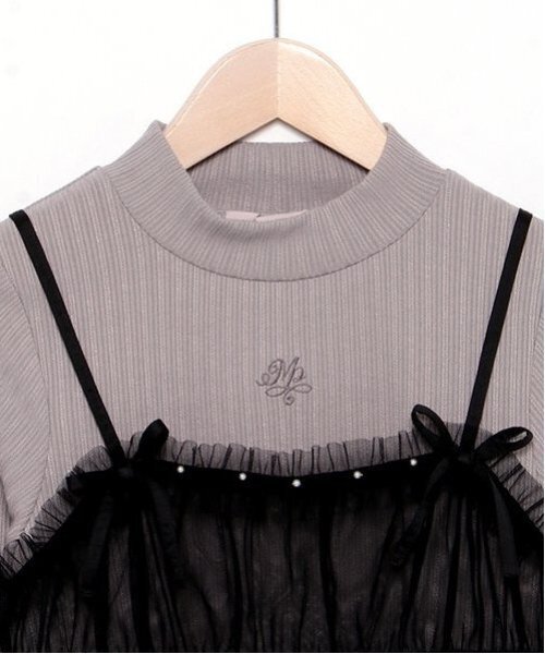 mezzo piano Junior(メゾピアノジュニア)の「チュールビスチェ&テレコ長袖Tシャツセット(Tシャツ/カットソー・キッズ・グレー/オフホワイト・M/S/L)」の7枚目の写真