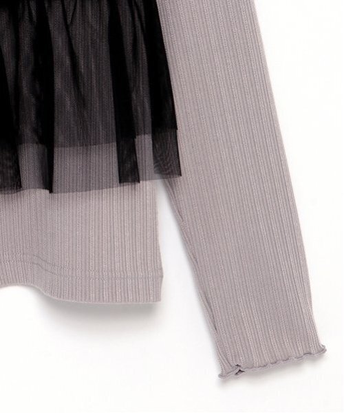 mezzo piano Junior(メゾピアノジュニア)の「チュールビスチェ&テレコ長袖Tシャツセット(Tシャツ/カットソー・キッズ・グレー/オフホワイト・M/S/L)」の13枚目の写真