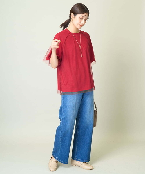 a.v.v(アーヴェヴェ)の「チュールレイヤードTシャツ(Tシャツ/カットソー・レディース・チャコールグレー/ボルドー・38/36/40)」の13枚目の写真