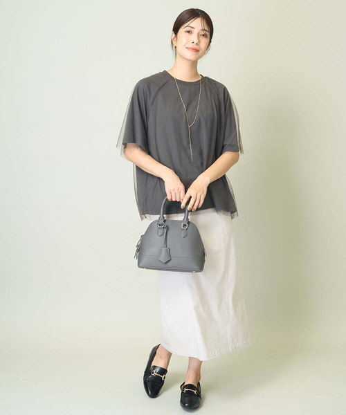 a.v.v(アーヴェヴェ)の「チュールレイヤードTシャツ(Tシャツ/カットソー・レディース・チャコールグレー/ボルドー・38/36/40)」の6枚目の写真