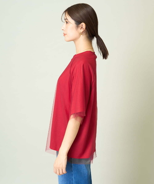 a.v.v(アーヴェヴェ)の「チュールレイヤードTシャツ(Tシャツ/カットソー・レディース・チャコールグレー/ボルドー・38/36/40)」の17枚目の写真