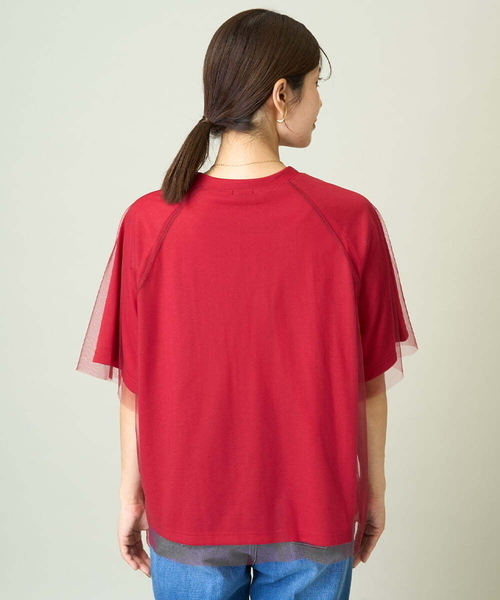 a.v.v(アーヴェヴェ)の「チュールレイヤードTシャツ(Tシャツ/カットソー・レディース・チャコールグレー/ボルドー・38/36/40)」の18枚目の写真