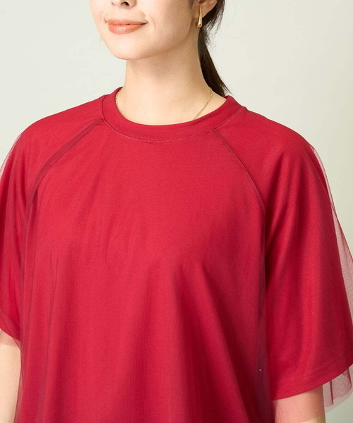 a.v.v(アーヴェヴェ)の「チュールレイヤードTシャツ(Tシャツ/カットソー・レディース・チャコールグレー/ボルドー・38/36/40)」の11枚目の写真