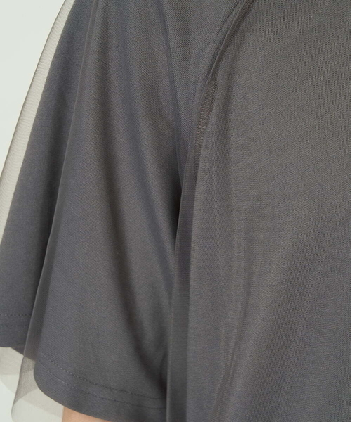 a.v.v(アーヴェヴェ)の「チュールレイヤードTシャツ(Tシャツ/カットソー・レディース・チャコールグレー/ボルドー・38/36/40)」の12枚目の写真
