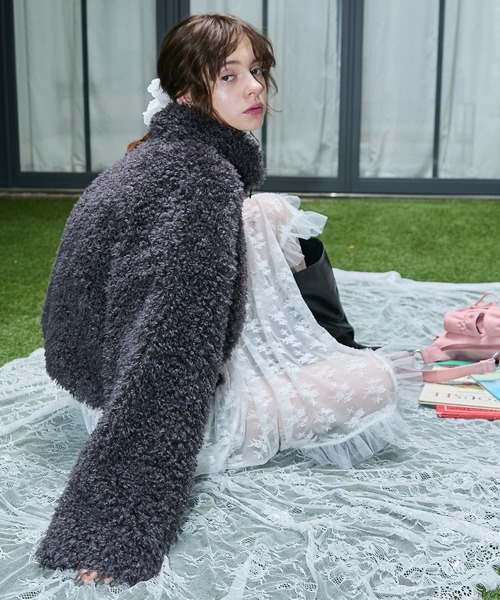 ⭐︎フルフィー　グレー/ふぉわどーる⭐︎ forksy.（フォルクシー）の「【forksy.】プードルファー ジップ配色