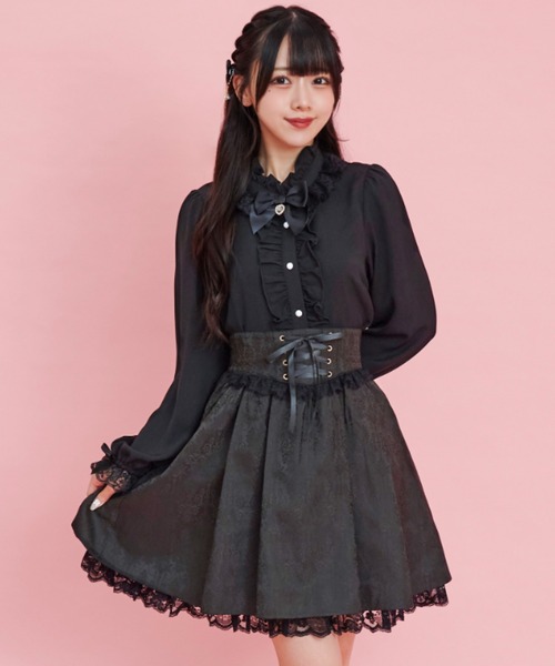 Secret Honey（シークレットハニー）の「レースバッスルスカート（スカート・レディース・ブラック/ワインレッド/ブラック系その他・MEDIUM）」の2枚目の写真