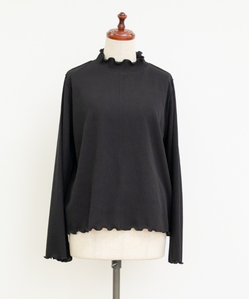 CLETTE(クレット)の「プチハイネックフレアスリーブプルオーバー(Tシャツ/カットソー・レディース・ブラック/アイボリー/オフホワイト・LL/3L/4L)」の13枚目の写真
