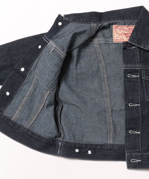 L.COPECK（エルコペック）の「ビッグシルエットデニムジャケット（デニムジャケット・キッズ・ネイビー/ストライプ・130cm/140cm/110cm/120cm/100cm）」の4枚目の写真