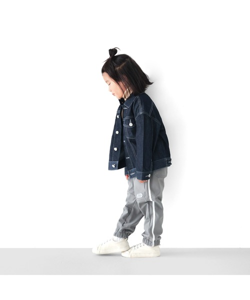 L.COPECK（エルコペック）の「ビッグシルエットデニムジャケット（デニムジャケット・キッズ・ネイビー/ストライプ・130cm/140cm/110cm/120cm/100cm）」の8枚目の写真