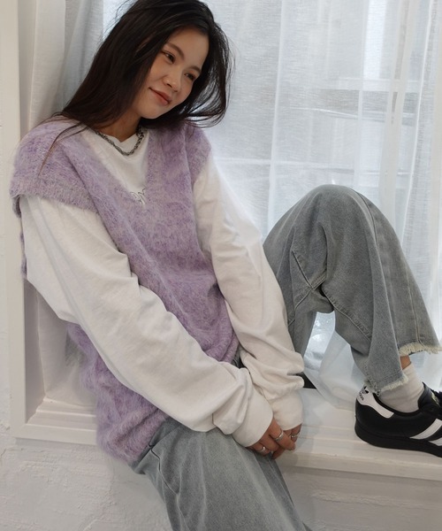 CORNERS(コーナーズ)の「起毛シャギーオーバーサイズVネックベスト(ベスト・レディース・ベージュ/パープル/チャコールグレー/ブルー・M)」の19枚目の写真