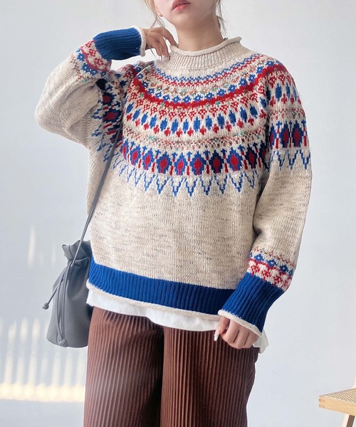 セール】◇球心あみあみ配色ニットプルオーバー（ニット/セーター