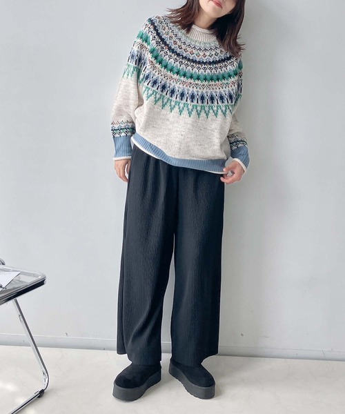 AS KNOW AS plus（アズノゥアズプラス）の「◇球心あみあみ配色ニットプルオーバー（ニット/セーター・レディース・ネイビー系/ベージュ系/イエロー系/アイボリー系1/ベージュ系1/レッド系1・FREE）」の10枚目の写真