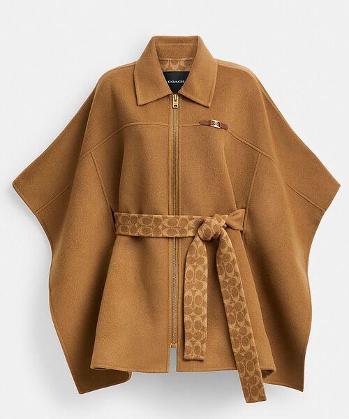 COACH コーチ ウールポンチョ ウールコート 未使用品 コーチ COACH WOOL CAPE ジップウールコート ポンチョ ロング