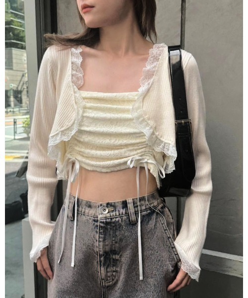 one after another NICE CLAUP(ワンアフターアナザーナイスクラップ)の「カップ付きドロストキャミソール(キャミソール・レディース・グレー系その他/ブラウン系その他/オフホワイト/ホワイト系その他・FREE)」の11枚目の写真