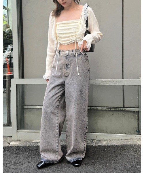 one after another NICE CLAUP(ワンアフターアナザーナイスクラップ)の「カップ付きドロストキャミソール(キャミソール・レディース・グレー系その他/ブラウン系その他/オフホワイト/ホワイト系その他・FREE)」の12枚目の写真