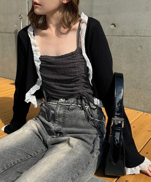 one after another NICE CLAUP(ワンアフターアナザーナイスクラップ)の「カップ付きドロストキャミソール(キャミソール・レディース・グレー系その他/ブラウン系その他/オフホワイト/ホワイト系その他・FREE)」の19枚目の写真