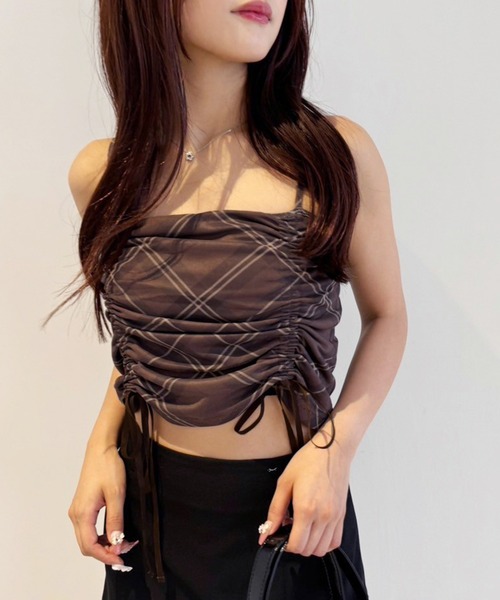 one after another NICE CLAUP(ワンアフターアナザーナイスクラップ)の「カップ付きドロストキャミソール(キャミソール・レディース・グレー系その他/ブラウン系その他/オフホワイト/ホワイト系その他・FREE)」の13枚目の写真