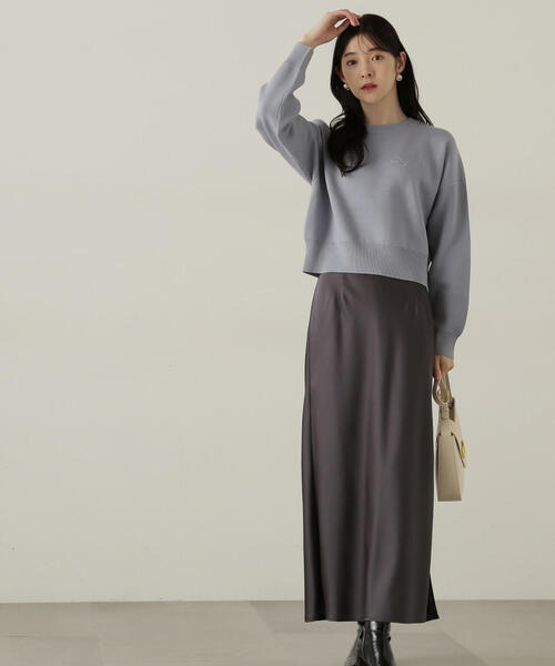 PROPORTION BODY DRESSING(プロポーションボディドレッシング)の「ショートスエットライクニット / 1214270006(ニット/セーター・レディース・ピンク/グレー系その他/ブルー・FREE)」の4枚目の写真