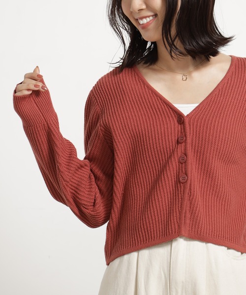 FOUND GOOD(ファウンドグッド)の「クロップドニットCD/LS(カーディガン/ボレロ・レディース・レッド系2/アイボリー/ブラック/ブラウン系8・L/M)」の19枚目の写真