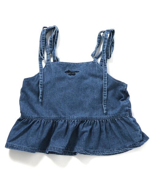 algy（アルジー）の「オールインワン風りぼんセットアップ（つなぎ/オールインワン・キッズ・グレー/インディゴブルー・XX-SMALL/X-SMALL/MEDIUM/SMALL）」の4枚目の写真