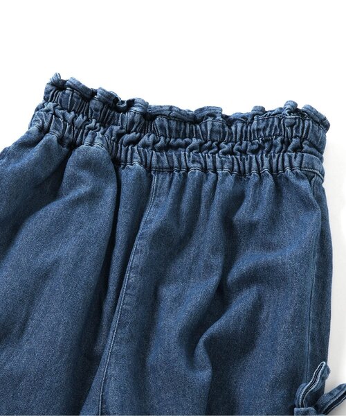 algy（アルジー）の「オールインワン風りぼんセットアップ（つなぎ/オールインワン・キッズ・グレー/インディゴブルー・XX-SMALL/X-SMALL/MEDIUM/SMALL）」の5枚目の写真