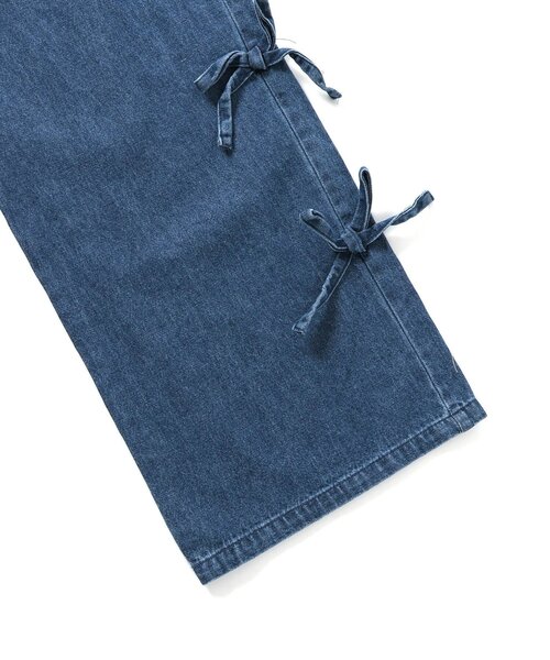 algy（アルジー）の「オールインワン風りぼんセットアップ（つなぎ/オールインワン・キッズ・グレー/インディゴブルー・XX-SMALL/X-SMALL/MEDIUM/SMALL）」の9枚目の写真