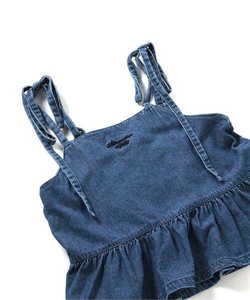 algy（アルジー）の「オールインワン風りぼんセットアップ（つなぎ/オールインワン・キッズ・グレー/インディゴブルー・XX-SMALL/X-SMALL/MEDIUM/SMALL）」の13枚目の写真