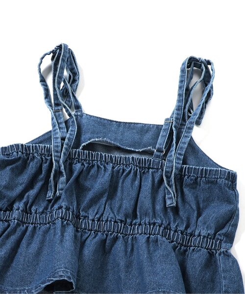 algy（アルジー）の「オールインワン風りぼんセットアップ（つなぎ/オールインワン・キッズ・グレー/インディゴブルー・XX-SMALL/X-SMALL/MEDIUM/SMALL）」の15枚目の写真
