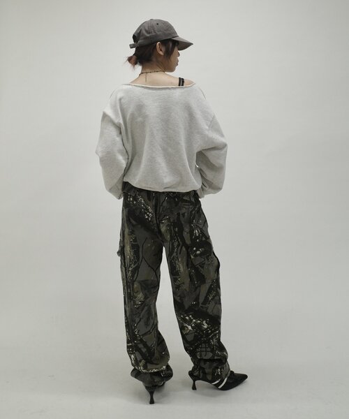 WHO'S WHO gallery（フーズフーギャラリー）の「【KOOKY'N/クーキー】M-65ワイドカーゴパンツ（カーゴパンツ・レディース・チャコールグレー/アイボリー/ブラック/ブラウン・MEDIUM/LARGE/SMALL）」の8枚目の写真