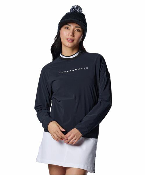 UNDER ARMOUR(アンダーアーマー)の「UAドライブ ウインド クルーネック プルオーバー ジャケット(ゴルフ/レディース)(Tシャツ/カットソー・レディース・ブラック・M/S/L/XL)」の1枚目の写真