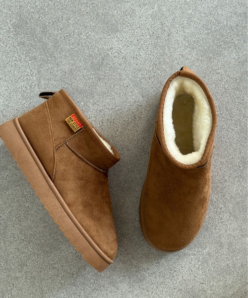 セール】ファー ボア ショート ムートンブーツ / 厚底