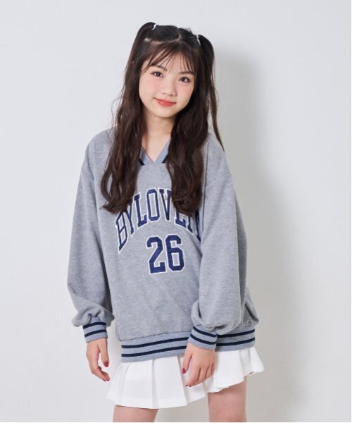 by LOVEiT（バイラビット）の「カレッジロゴチュニック（スウェット・キッズ・ネイビー/グレー/アイボリー・160cm/150cm/140cm/130cm/120cm）」の3枚目の写真