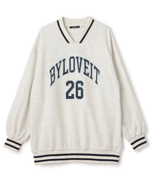 by LOVEiT（バイラビット）の「カレッジロゴチュニック（スウェット・キッズ・ネイビー/グレー/アイボリー・160cm/150cm/140cm/130cm/120cm）」の2枚目の写真