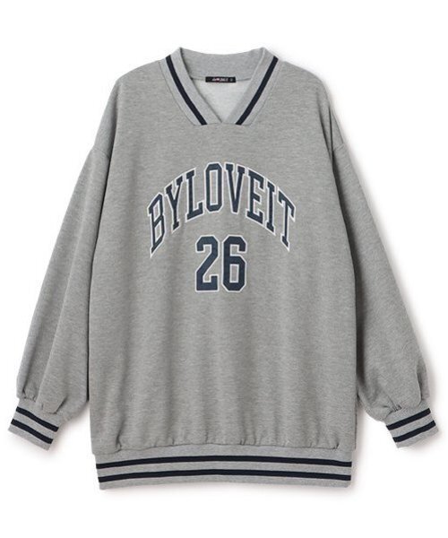 by LOVEiT（バイラビット）の「カレッジロゴチュニック（スウェット・キッズ・ネイビー/グレー/アイボリー・160cm/150cm/140cm/130cm/120cm）」の4枚目の写真