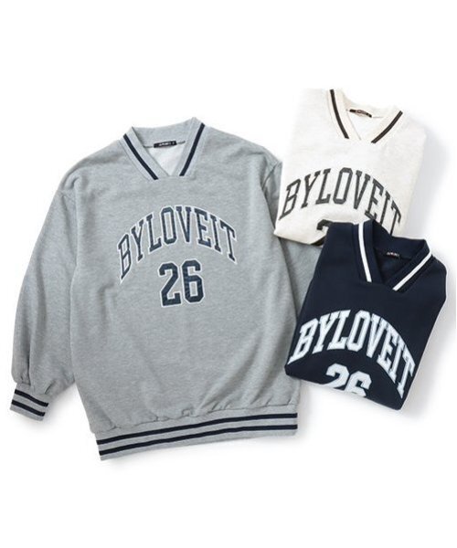 by LOVEiT（バイラビット）の「カレッジロゴチュニック（スウェット・キッズ・ネイビー/グレー/アイボリー・160cm/150cm/140cm/130cm/120cm）」の11枚目の写真