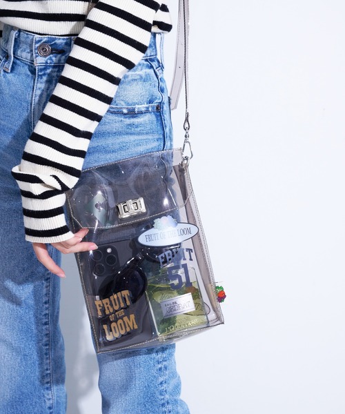 FRUIT OF THE LOOM(フルーツオブザルーム)の「FRUIT OF THE LOOM VINYL SHOULDER BAG & STICKER SEAL SET / PVC / クリアバッグ / カラーバッグ / ユニセックス(ショルダーバッグ・レディース・オレンジ/ブラウン/ブラック/ミント・FREE)」の18枚目の写真