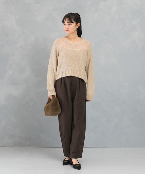 URBAN RESEARCH ROSSO WOMEN(アーバンリサーチ ロッソ)の「『WEB限定』ドッキングラメニット(ニット/セーター・レディース・ピンク/ベージュ/ネイビー・FREE)」の22枚目の写真