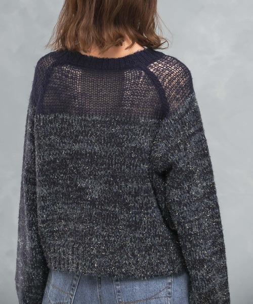 URBAN RESEARCH ROSSO WOMEN(アーバンリサーチ ロッソ)の「『WEB限定』ドッキングラメニット(ニット/セーター・レディース・ピンク/ベージュ/ネイビー・FREE)」の9枚目の写真