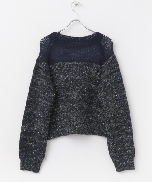 URBAN RESEARCH ROSSO WOMEN(アーバンリサーチ ロッソ)の「『WEB限定』ドッキングラメニット(ニット/セーター・レディース・ピンク/ベージュ/ネイビー・FREE)」の14枚目の写真