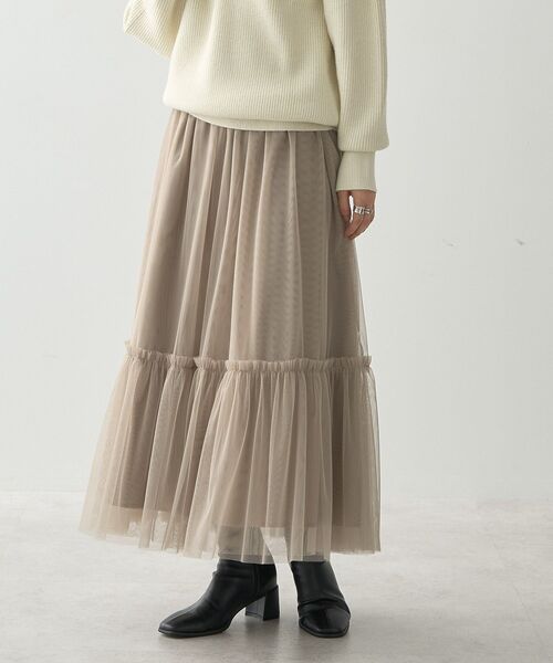 AMERICAN HOLIC（アメリカンホリック）の「ティアードチュールスカート（スカート・レディース・ブラック/グレイッシュベージュ・M/L）」の8枚目の写真