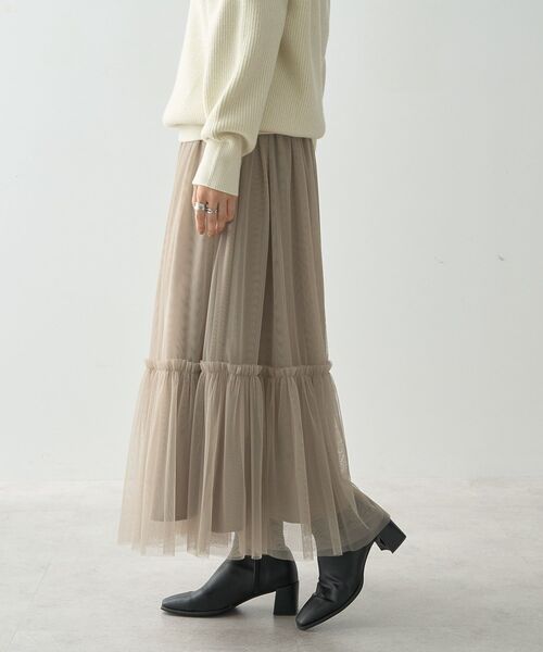 AMERICAN HOLIC（アメリカンホリック）の「ティアードチュールスカート（スカート・レディース・ブラック/グレイッシュベージュ・M/L）」の9枚目の写真