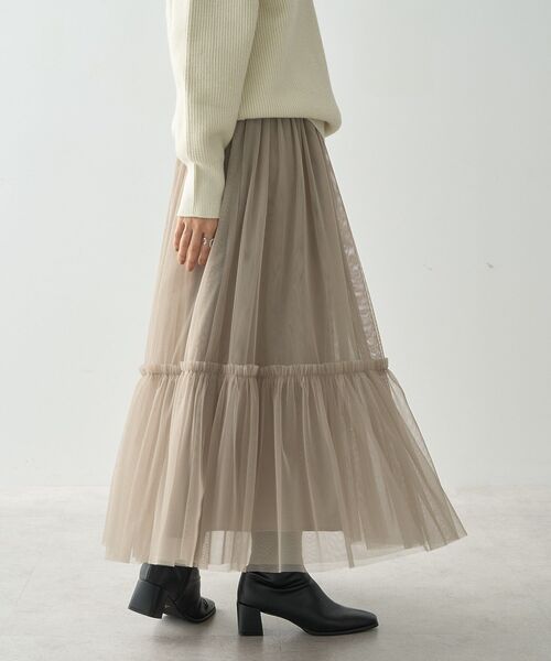 AMERICAN HOLIC（アメリカンホリック）の「ティアードチュールスカート（スカート・レディース・ブラック/グレイッシュベージュ・M/L）」の10枚目の写真